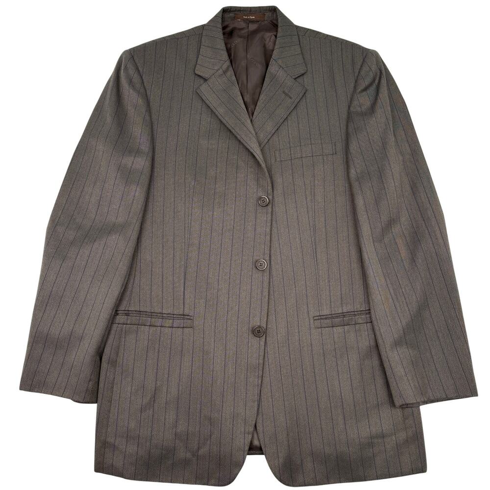Versace Classic Vintage Wool Silk Brown Stripe Blazer Sport Coat 42
